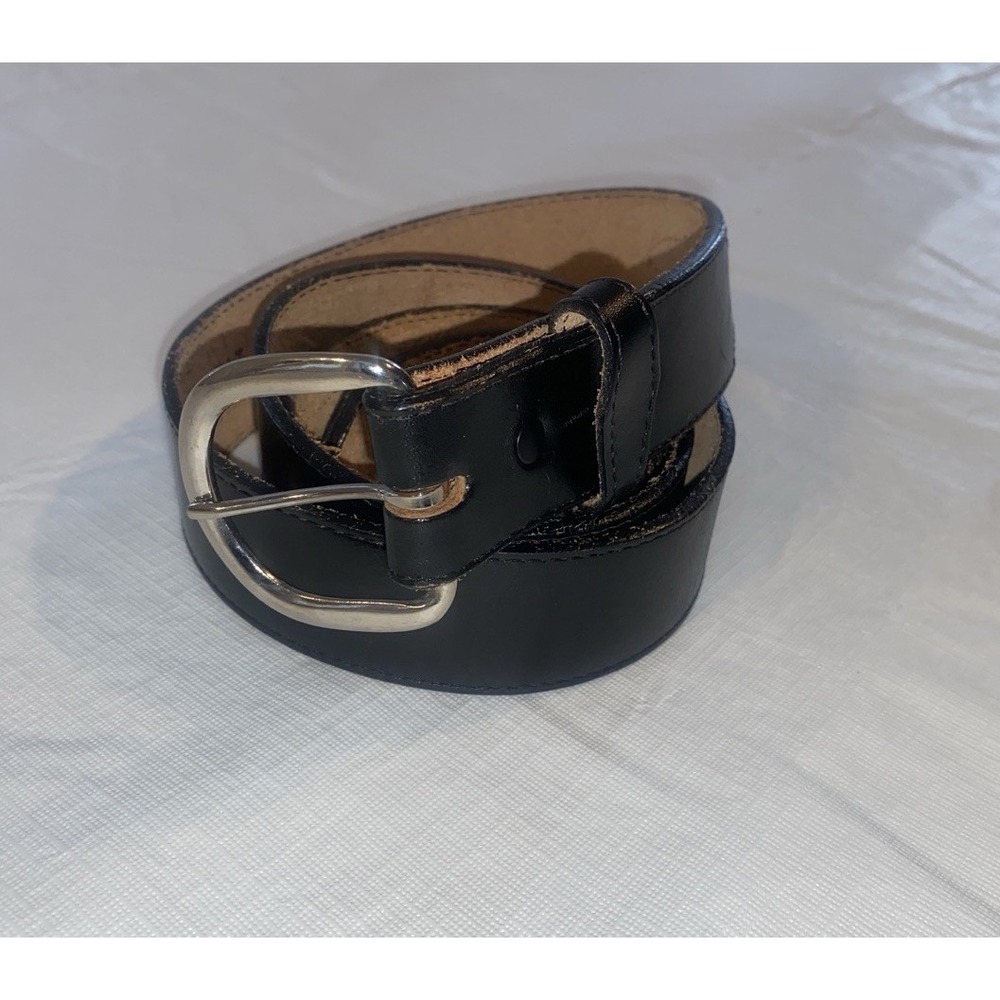 Men's 3D Western Black Leather Belt  Waist Size 44 Made In USA
